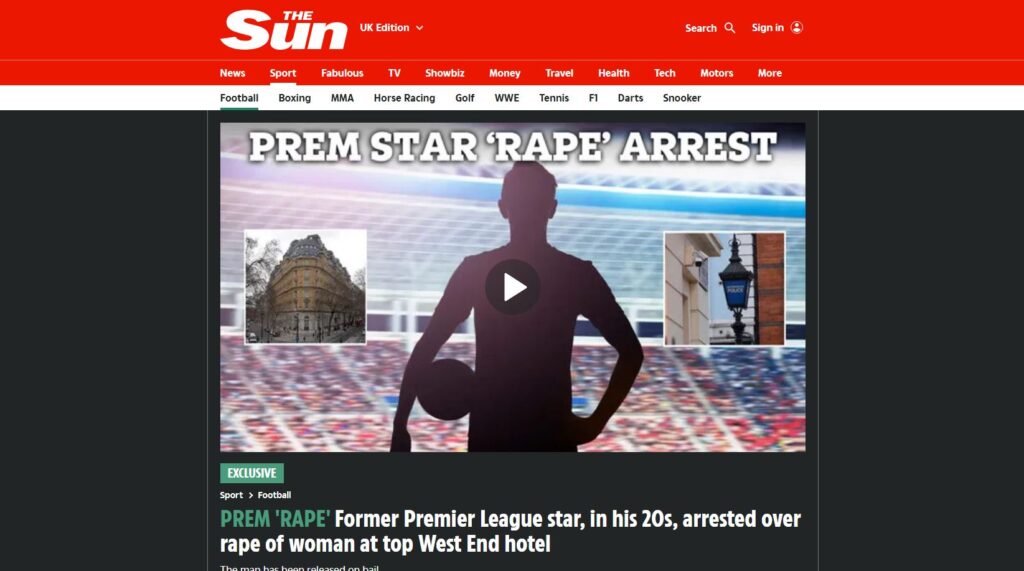 Skandal seksual në Londër/ 'The Sun': Arrestohet ish-ylli i Premier League, akuzohet për p*rdhunim