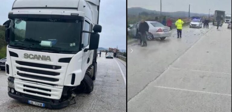 Aksident në Elbasan/ Makina përplaset me kamionin, lëndohet i riu Aksident në Elbasan/ Makina përplaset me kamionin, lëndohet i riu