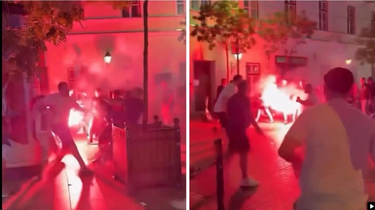 Titull: Përleshje mes tifozëve të Arsenalit dhe PSG-së në Budapest para finales së Ligës së Kampionëve