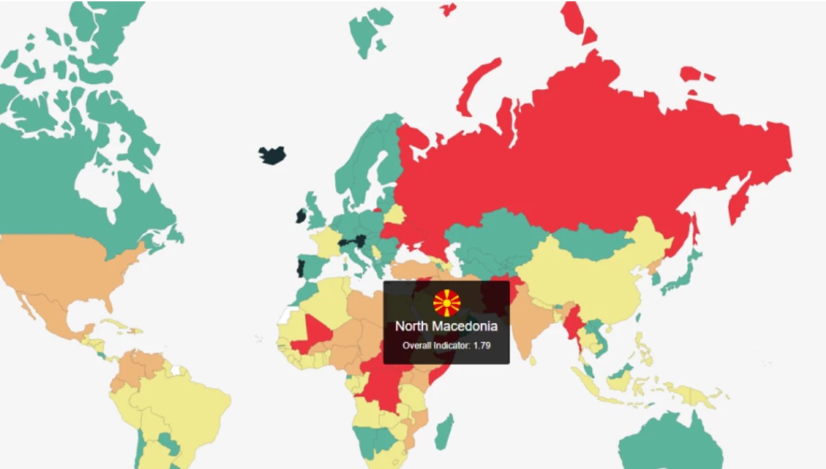 Indeksi Global i Paqes: Maqedonia e Veriut e 46-ta në botë, Islanda mban vendin e parë për të 19-in vit radhazi
