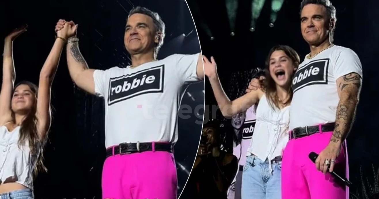 Robbie Williams emocionon fansat, ngjitet në skenë me vajzën 13-vjeçare gjatë koncertit në Luksemburg